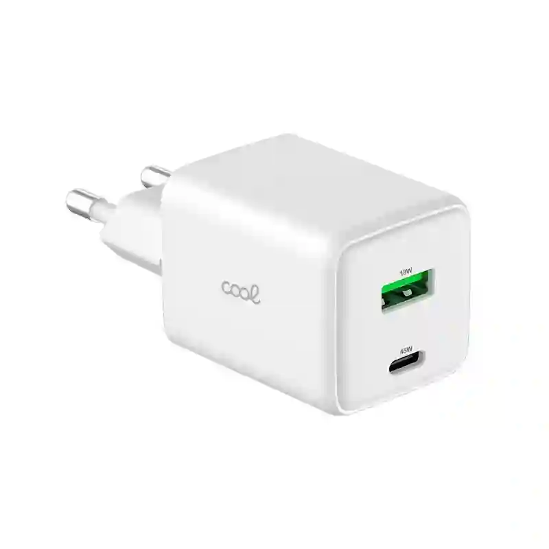 Ultra Fast Dual Universal Network Loader (PD) Type-C + Usb Cool (45W) Gan Blanco