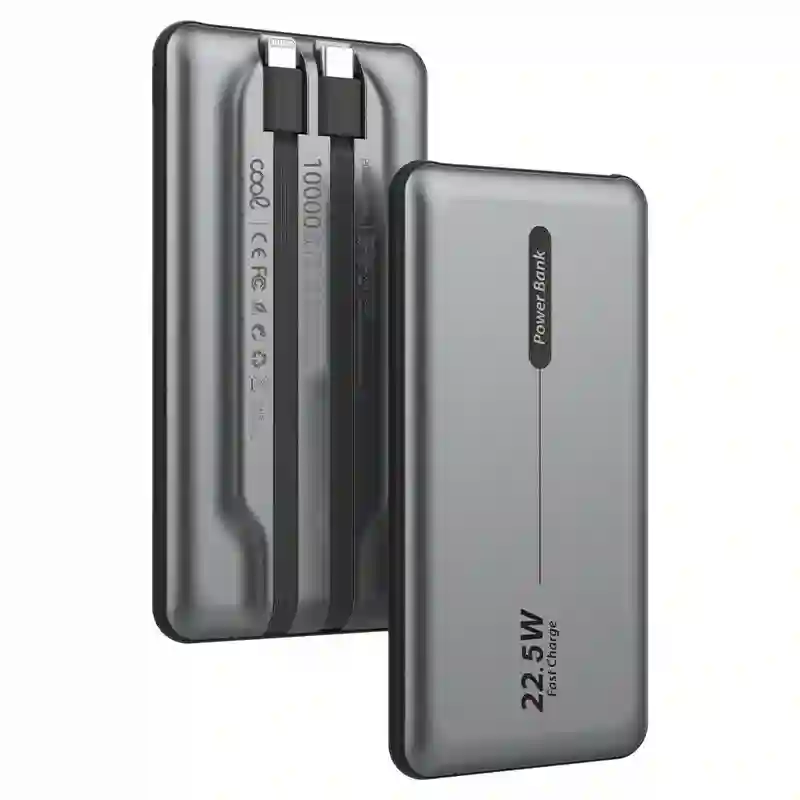 Universal Power Bank 10,000 MAH PD 22.5W (2 cables) Gray Battery