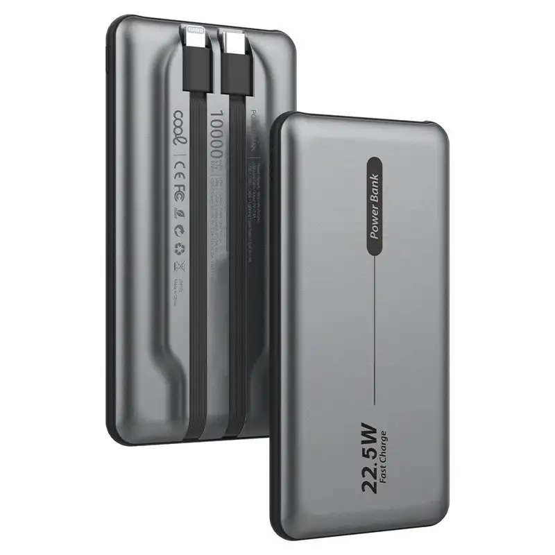 Universal Power Bank 10,000 MAH PD 22.5W (2 cables) Gray Battery