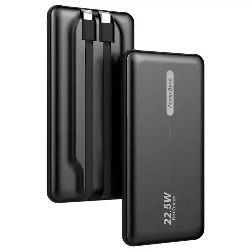 Universal external battery Power Bank 10,000 mAh PD 22.5W (2 cables) Black
