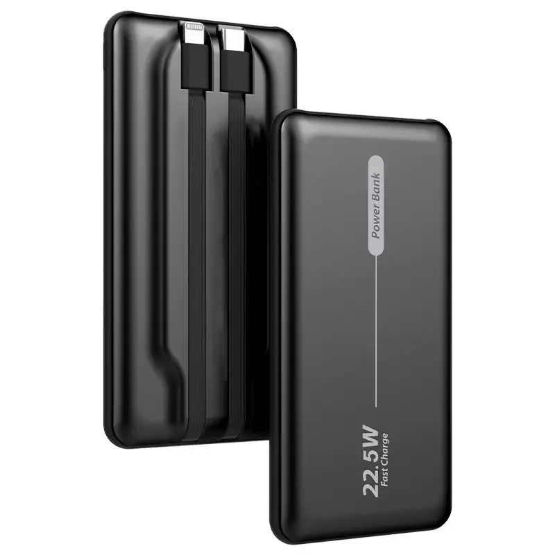 Universal external battery Power Bank 10,000 mAh PD 22.5W (2 cables) Black