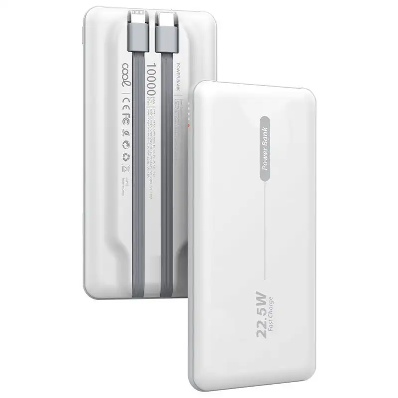 Universal external battery Power Bank 10,000 mAh pd 22.5W (2 cables) White