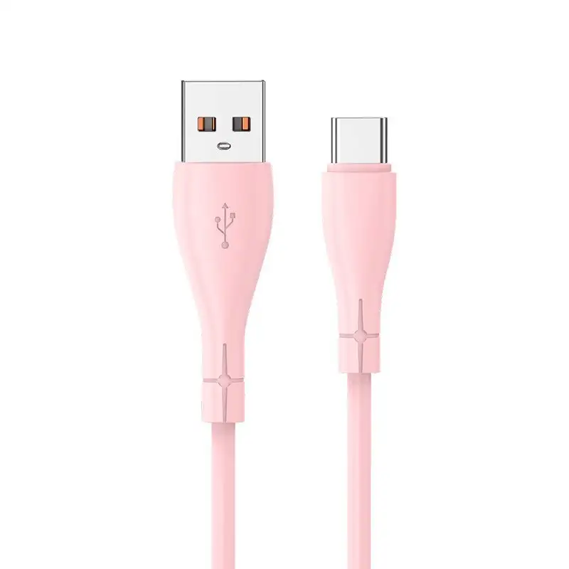 Usb cable universal silicone type C (1 meter) pink