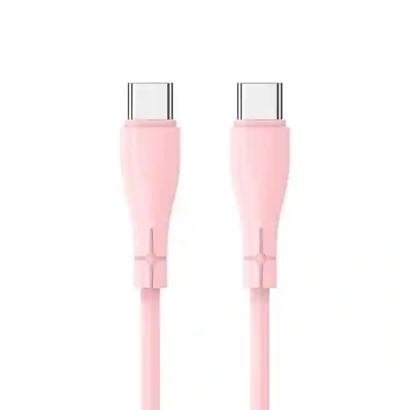 Usb cable universal silicone type C at type C (1 meter) pink
