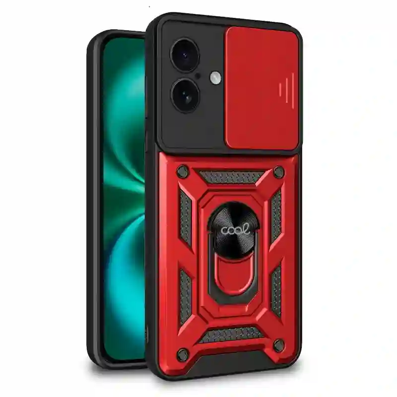 Cool housing for iphone 16 plus hard ring red
