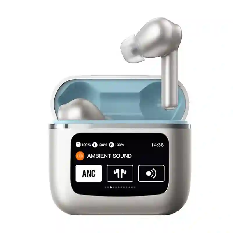Stereo Bluetooth Earbuds Lcd Cool Touch Gray Stere