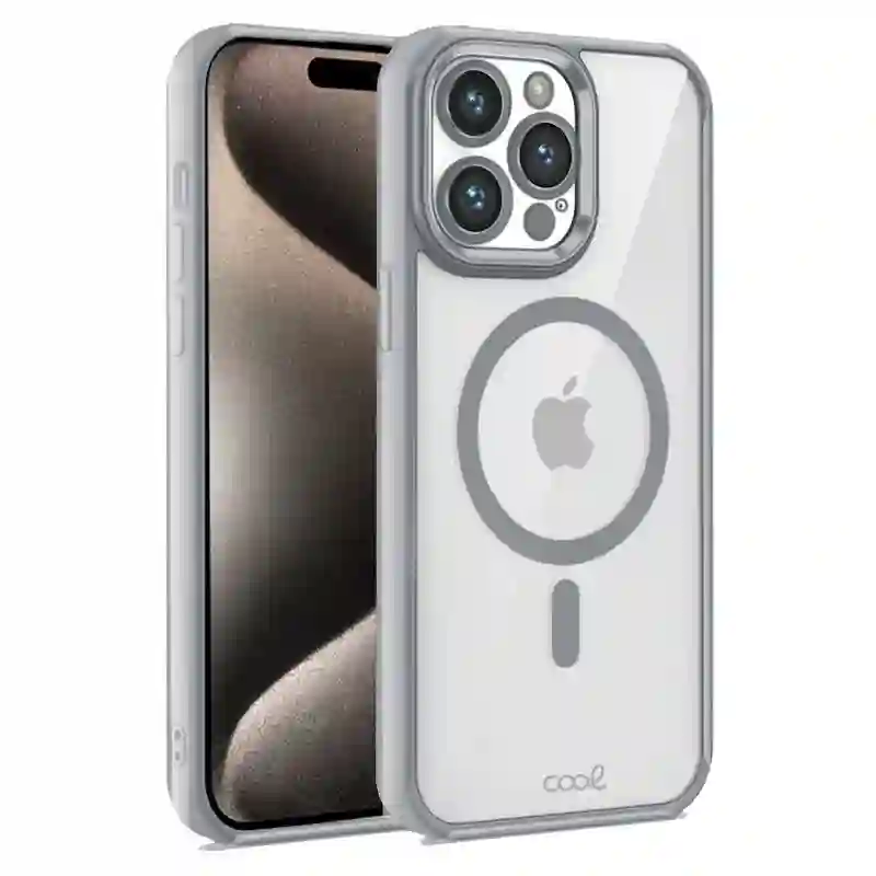 Cool housing for iphone 15 pro max magnetic silver borders