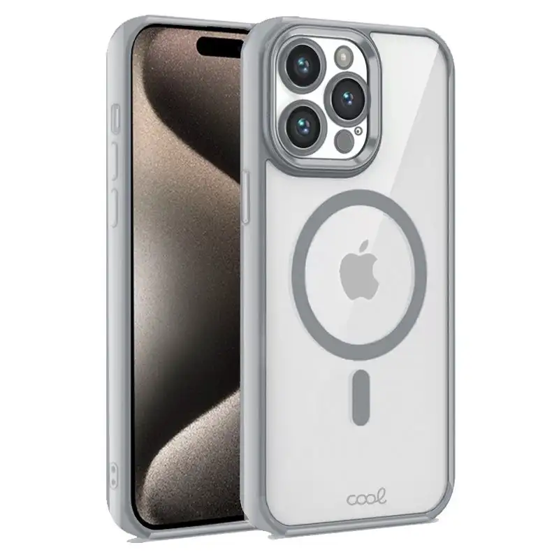 Cool housing for iphone 15 pro max magnetic silver borders
