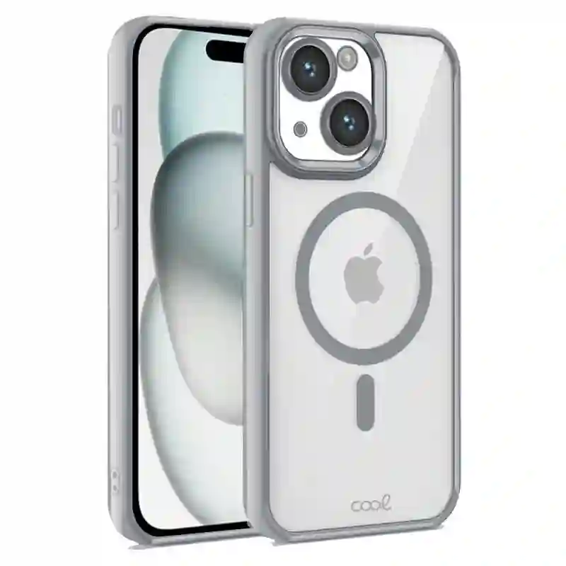 Cool housing for iPhone 15 Magnetic Silver Bord