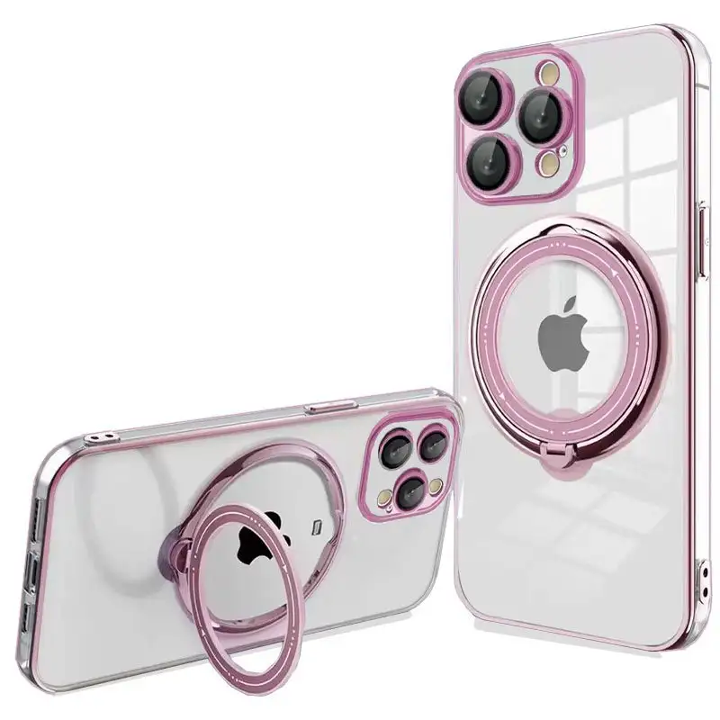 Cool housing for iphone 15 pro magnetic ring pink