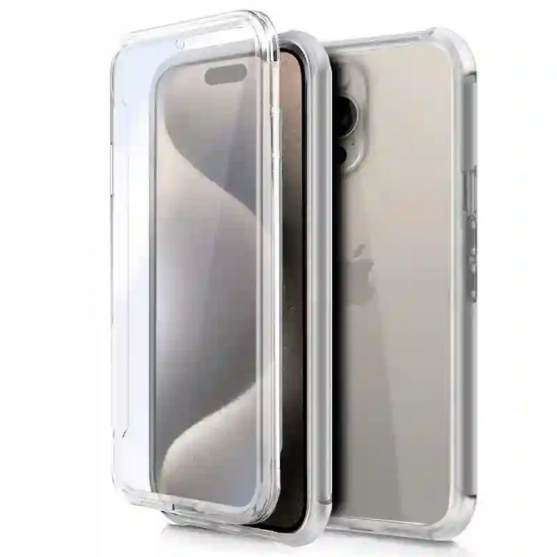 3D Silicone Cool Silicone for iPhone 15 Pro Max (TRANSPARENT FRONT + Rear)