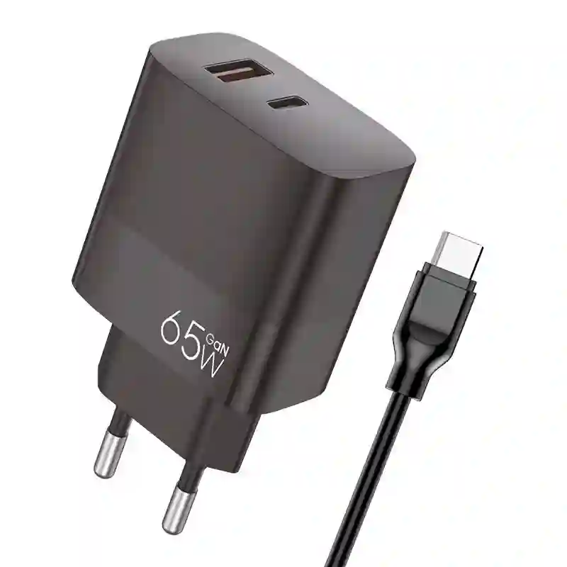 Universal Ultra Fast PD-C + Usb Cool (65W + cable-c) Gan Black Universal Network Loader