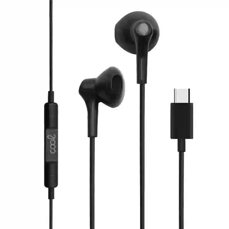 Cool Stereo-C button headphones with black (digital) black