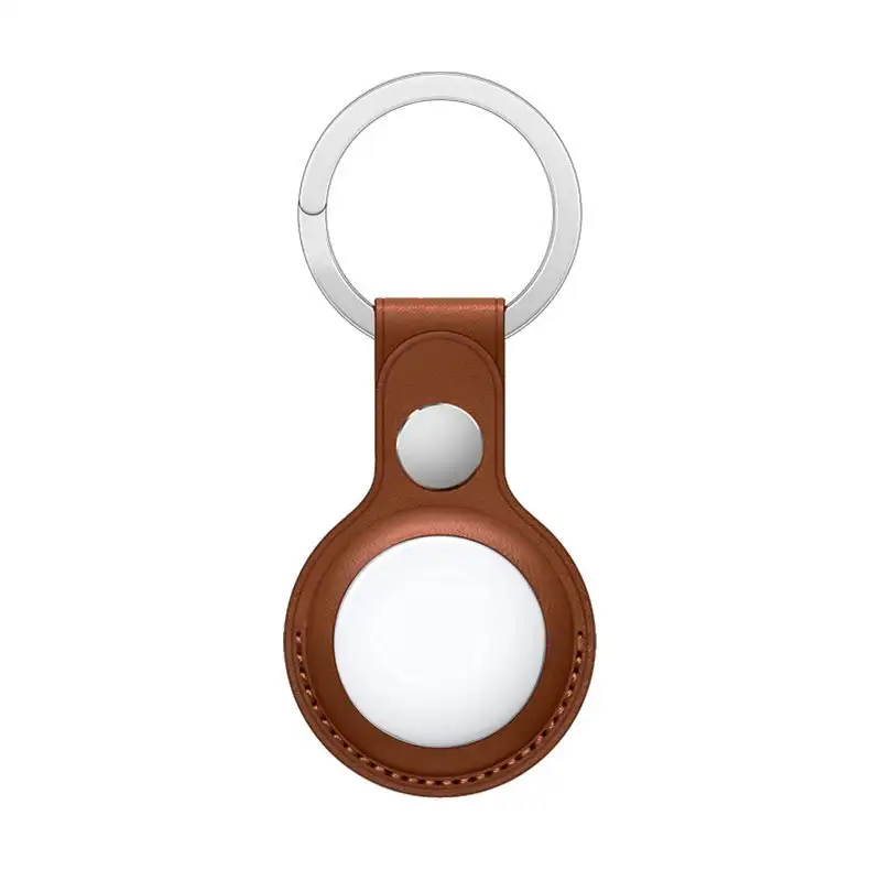 Cool protective keychain compatible with brown airtag polypiel