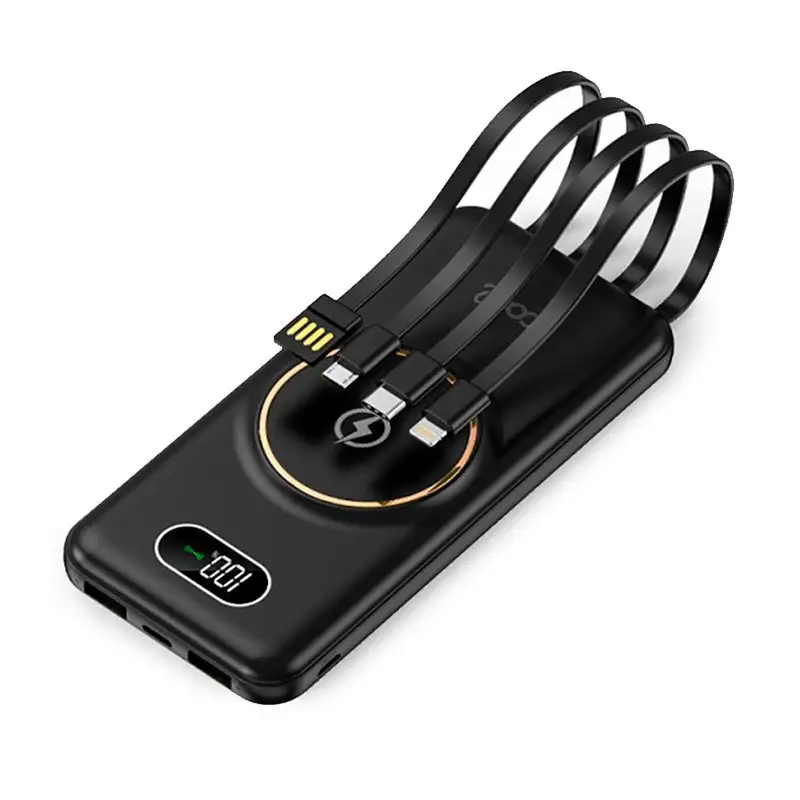 Universal Power Bank 10,000 mAh + Qi wireless load (4 connections) Black