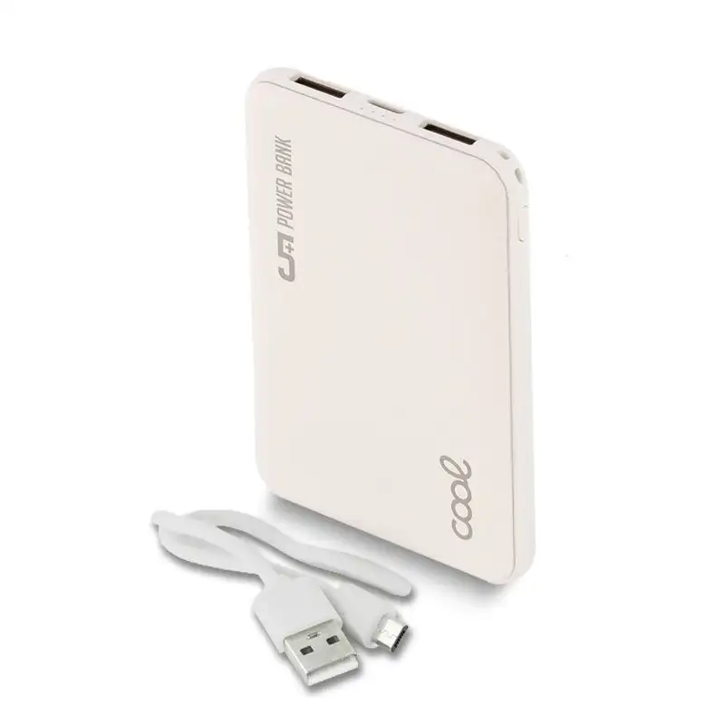 External battery Power Bank 5000 mAh Cool Leather White