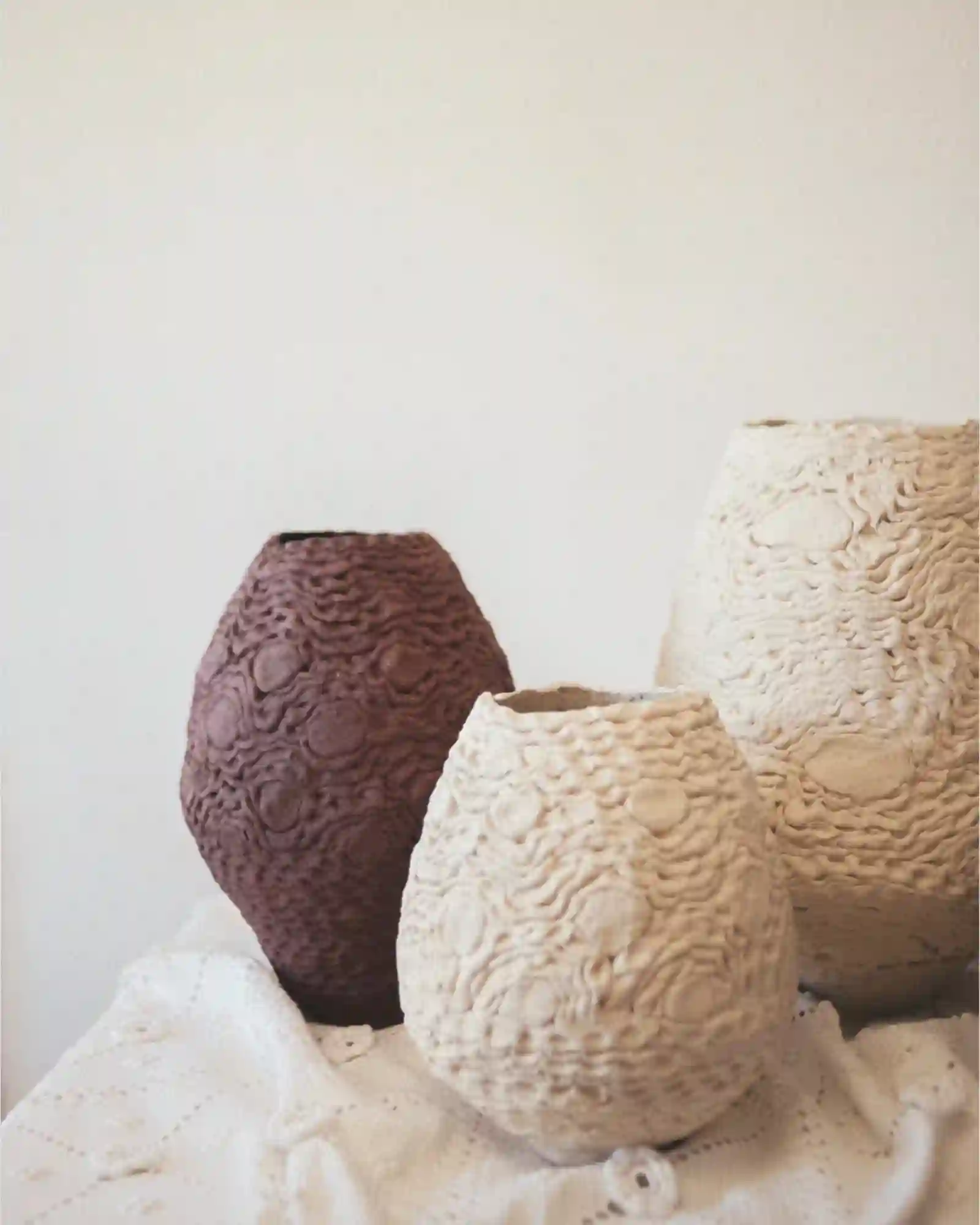 Jarrón Crochete de cerámica artesanal