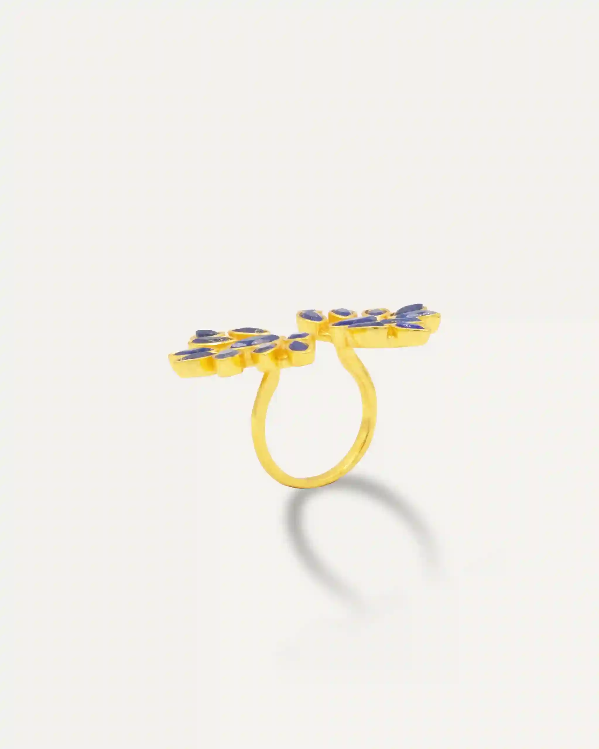 Anillo Dorado Fátima Lapislázuli