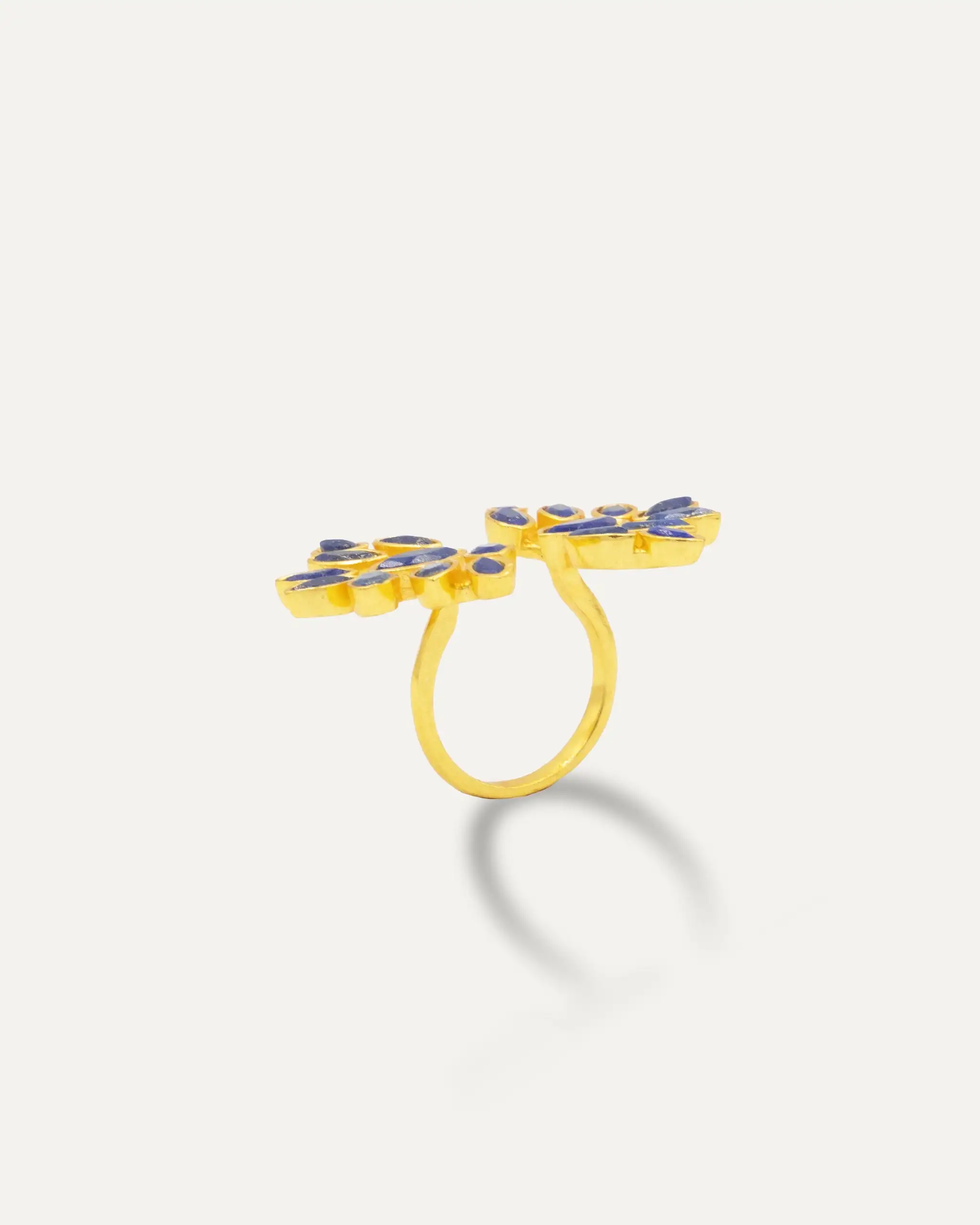 Anillo Dorado Fátima Lapislázuli
