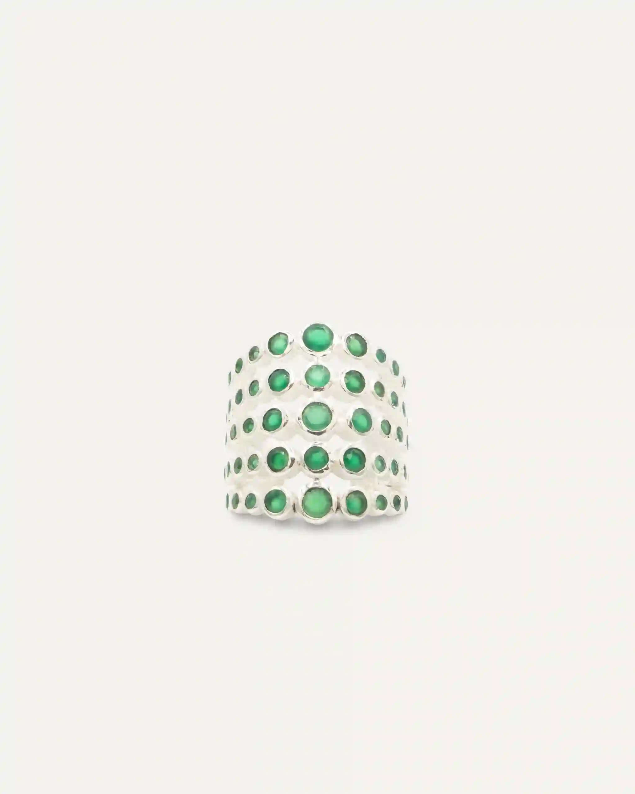 Anillo Dorado Inder Maximus Plateado Onix Verde