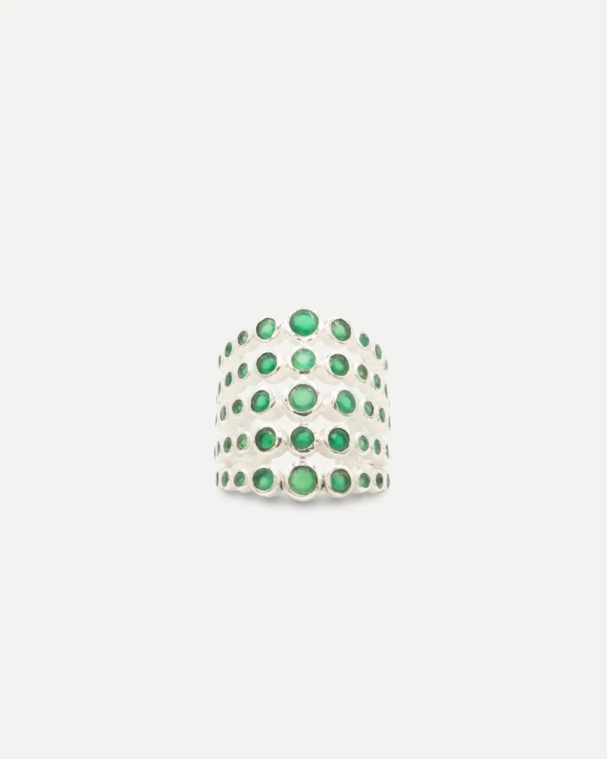 Anillo Dorado Inder Maximus Plateado Onix Verde