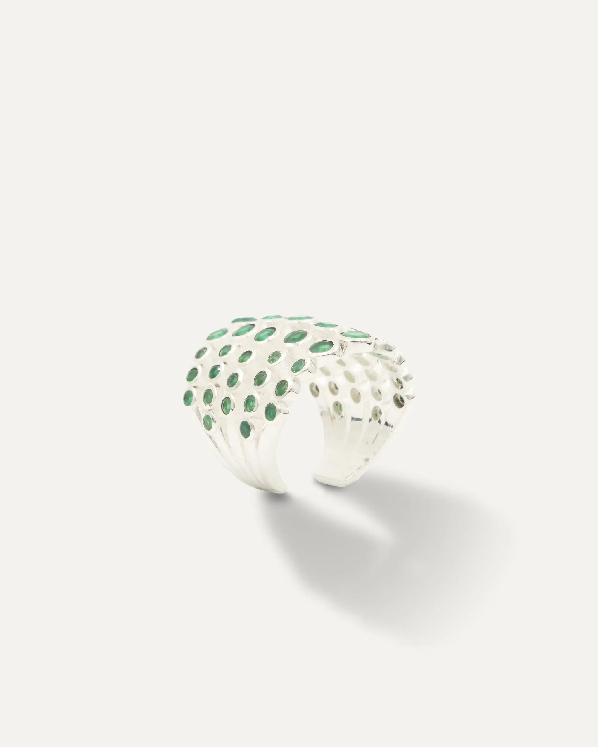 Anillo Dorado Inder Maximus Plateado Onix Verde - Imagen 3
