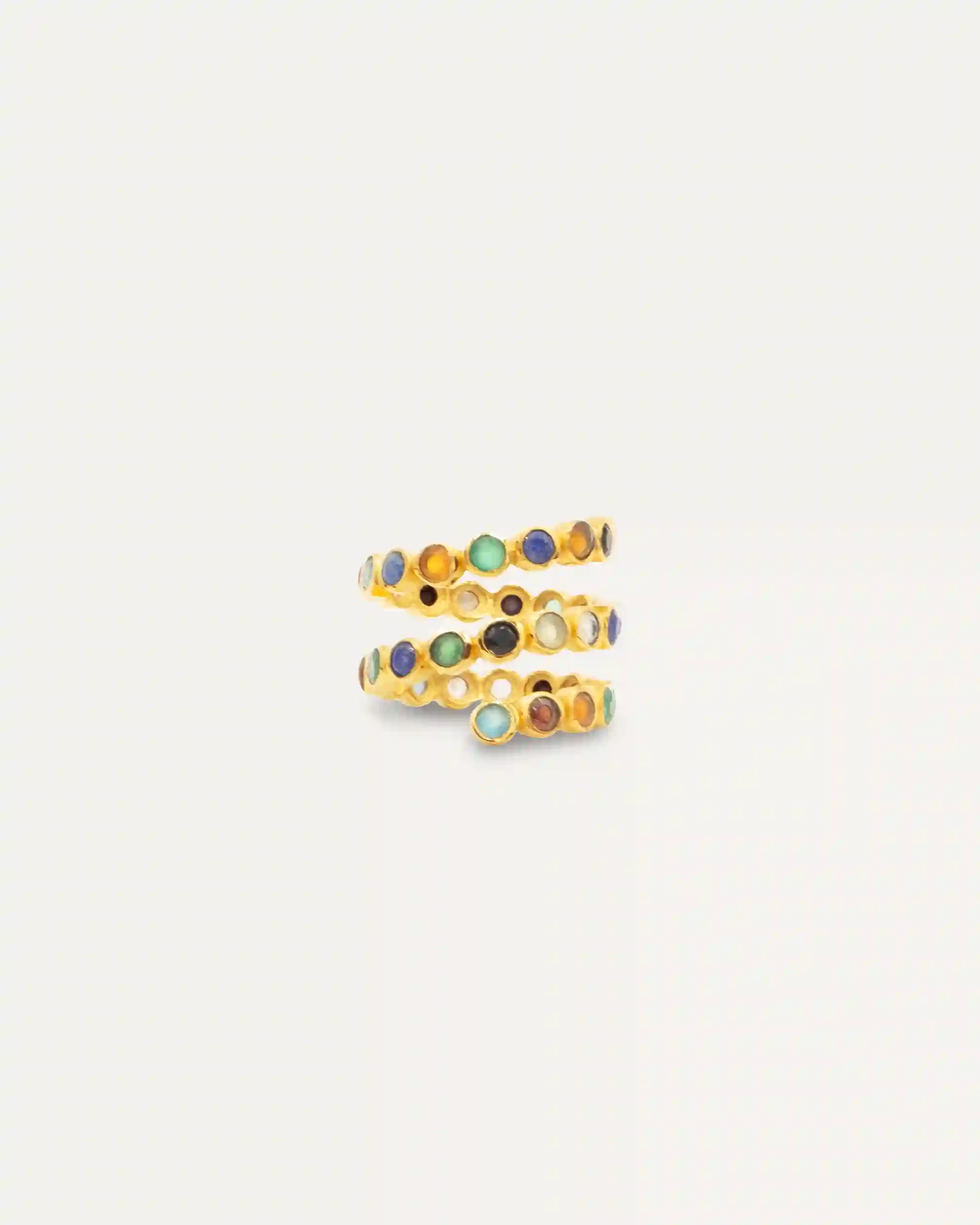 Anillo Dorado Inder Multi Piedras