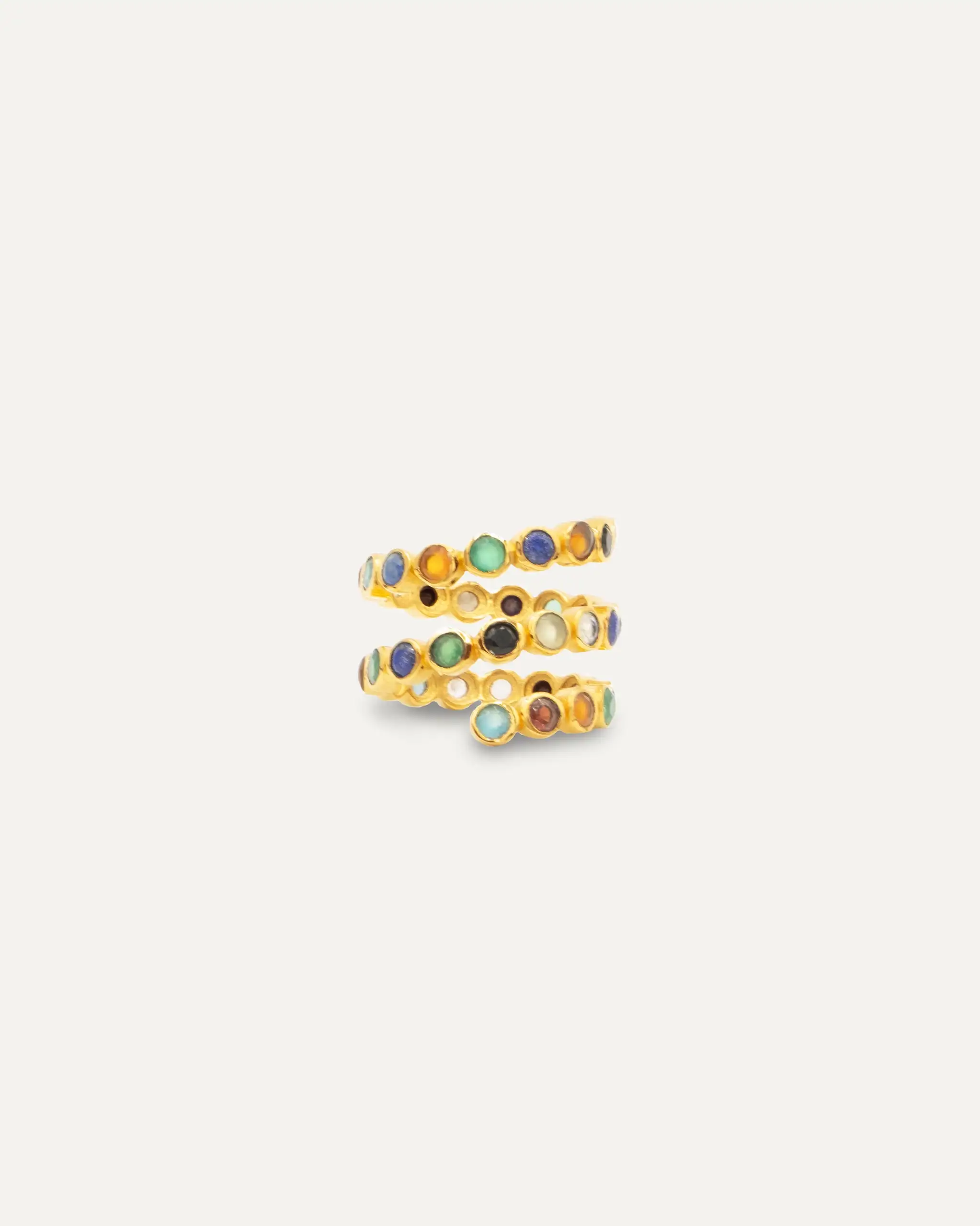 Anillo Dorado Inder Multi Piedras
