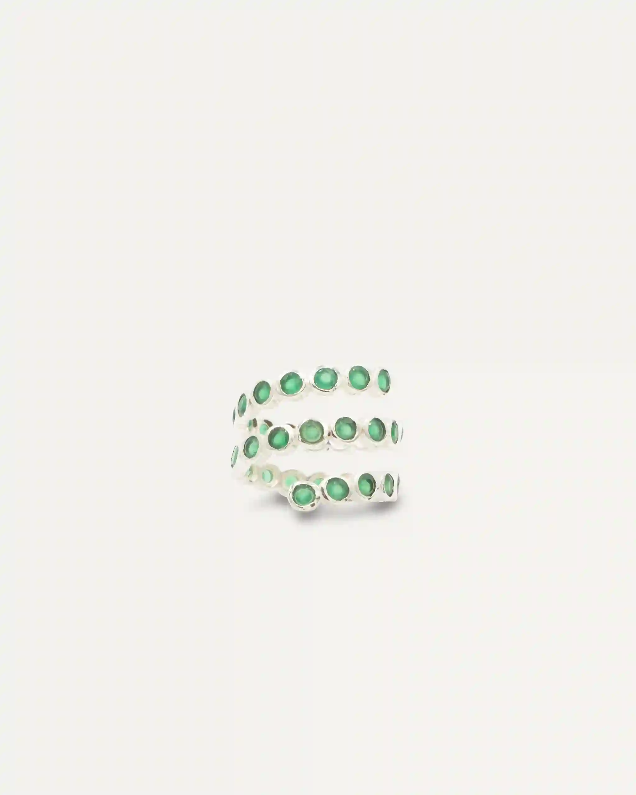 Anillo Inder Plateado Onix Verde
