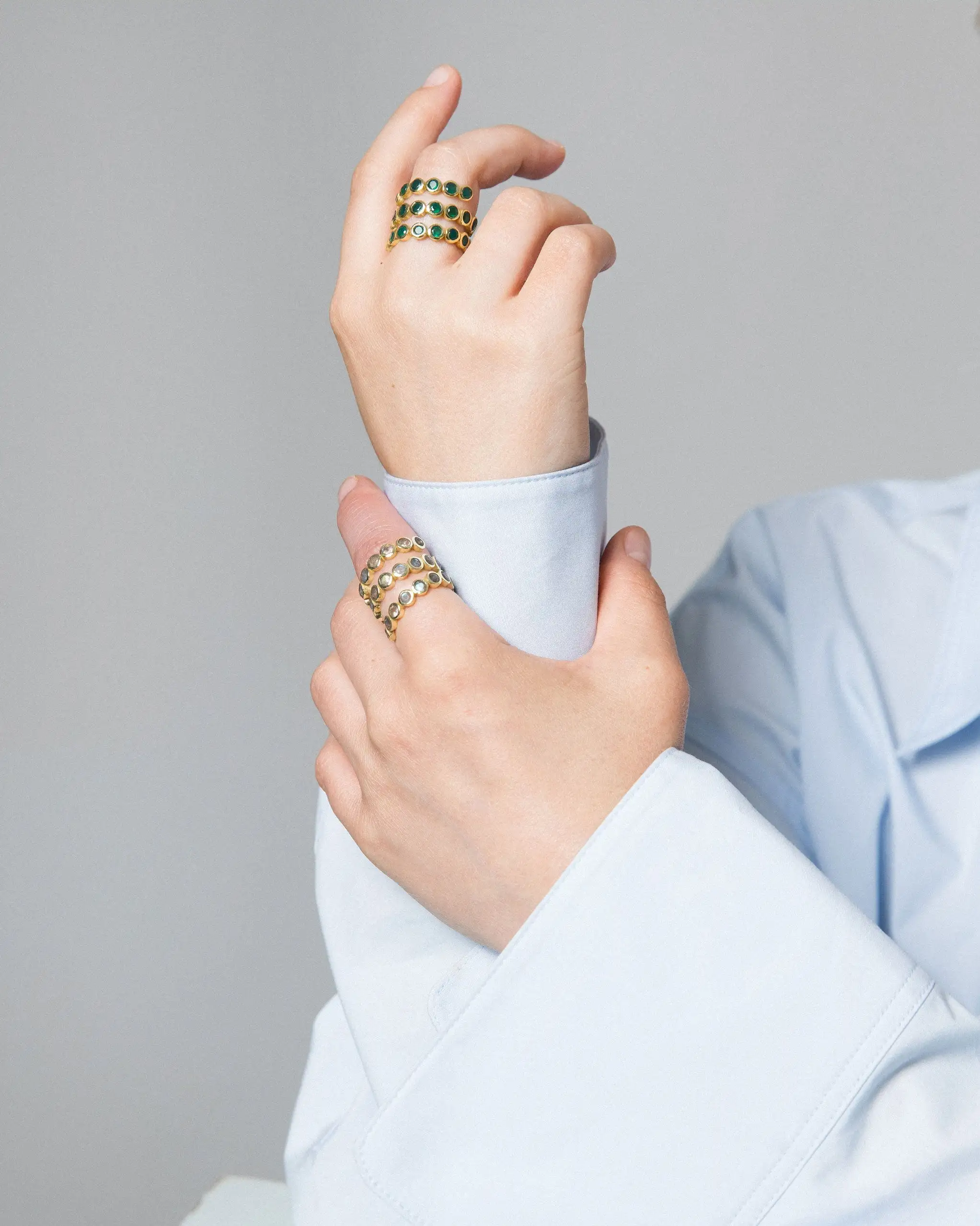 Anillo Inder Plateado Onix Verde - Imagen 2