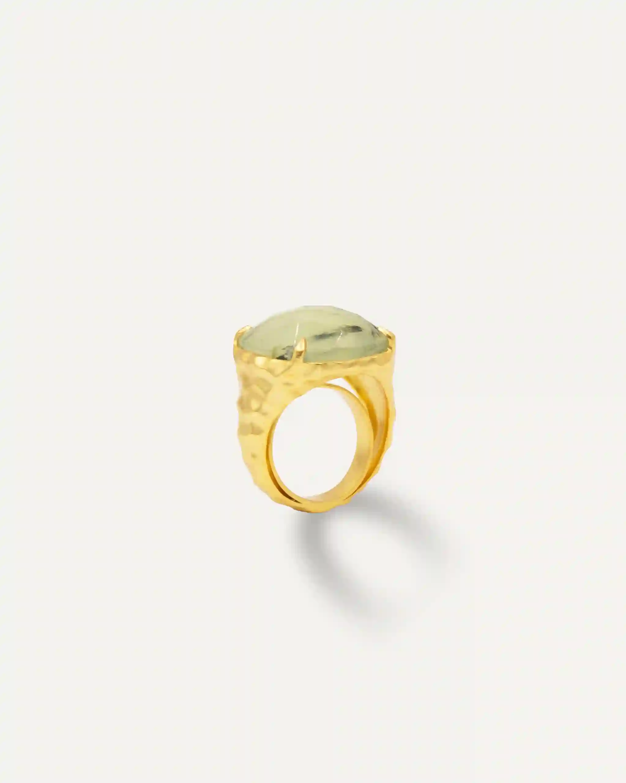 Prehnite gold mature ring