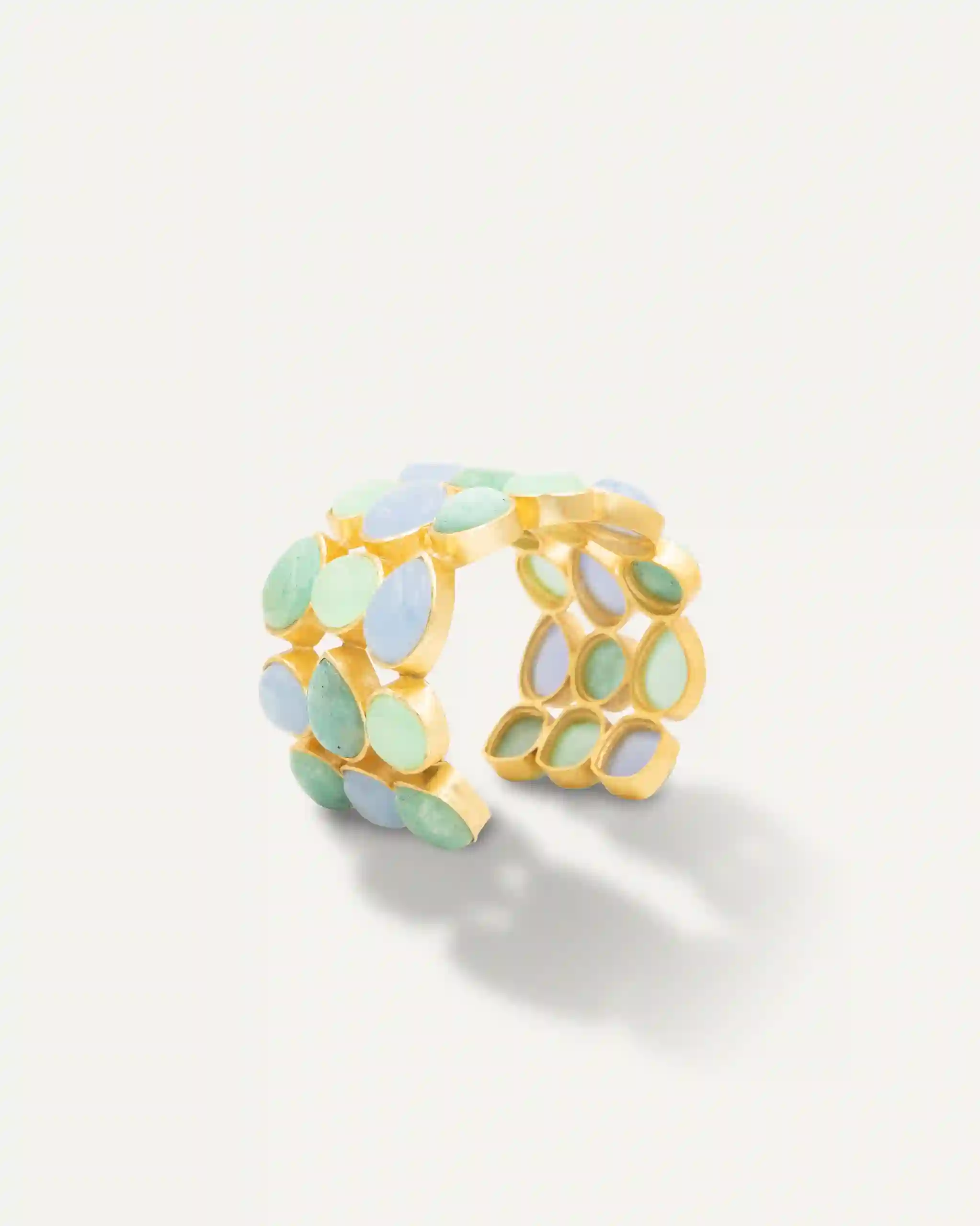 Brazalete Dorado impresionante tres Amazonita Calzedonia Aqua