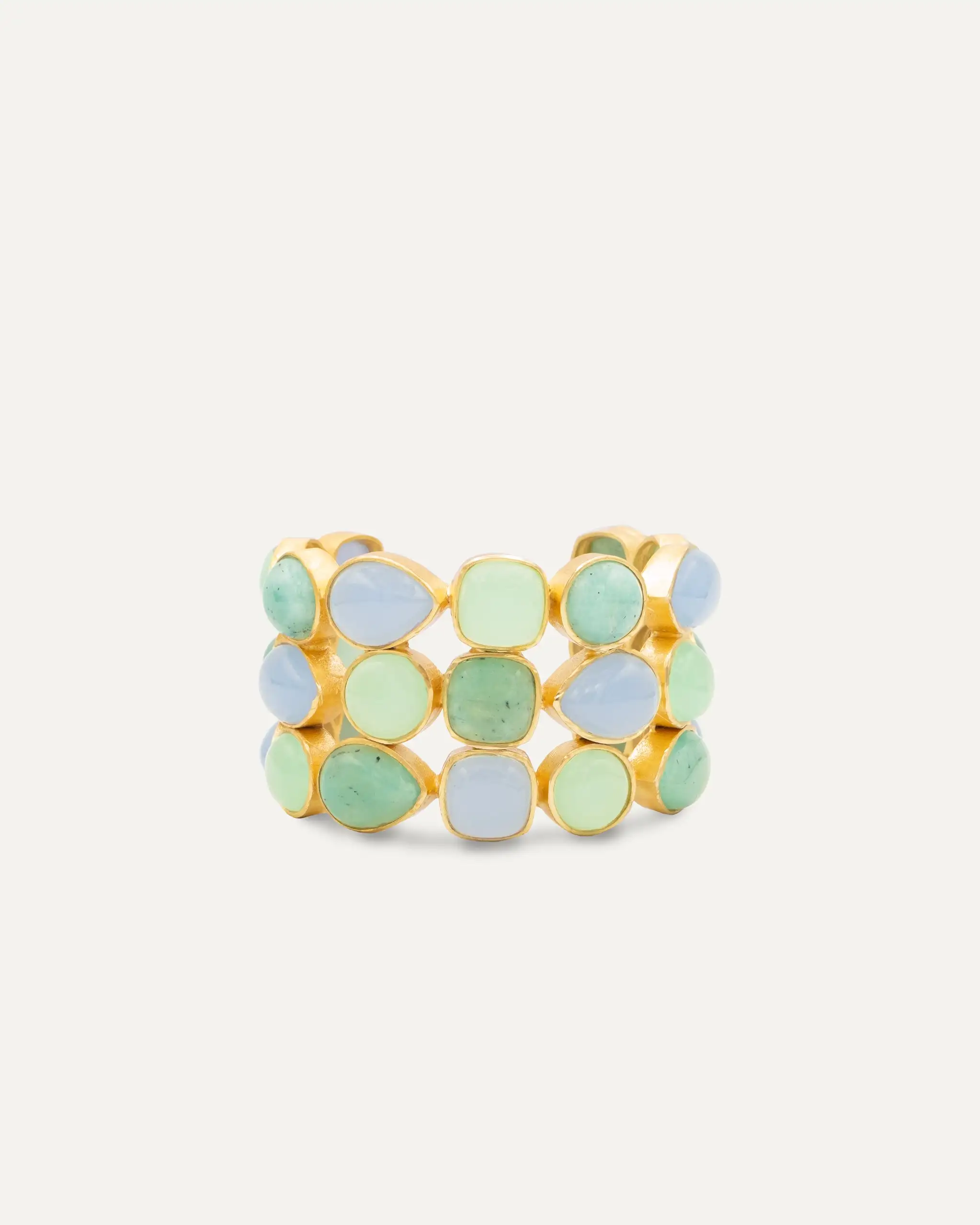 Brazalete Dorado impresionante tres Amazonita Calzedonia Aqua - Imagen 3