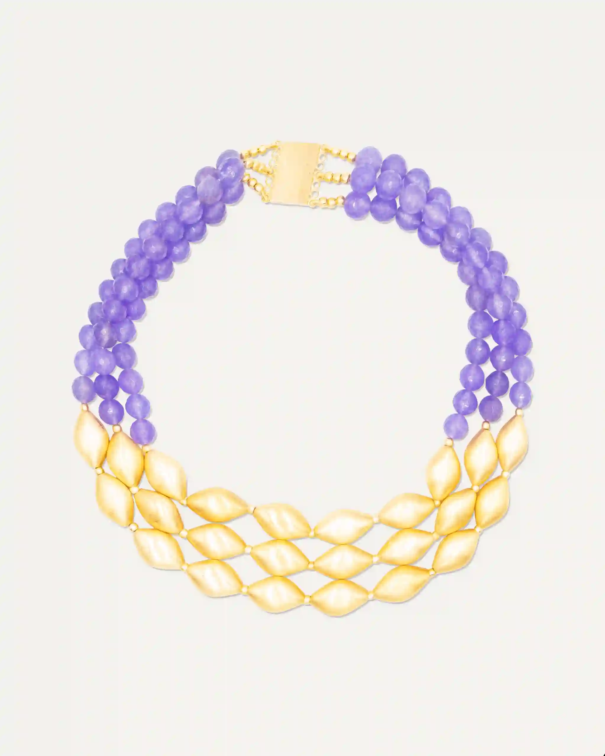 Colgante Dorado Trinity Amatista