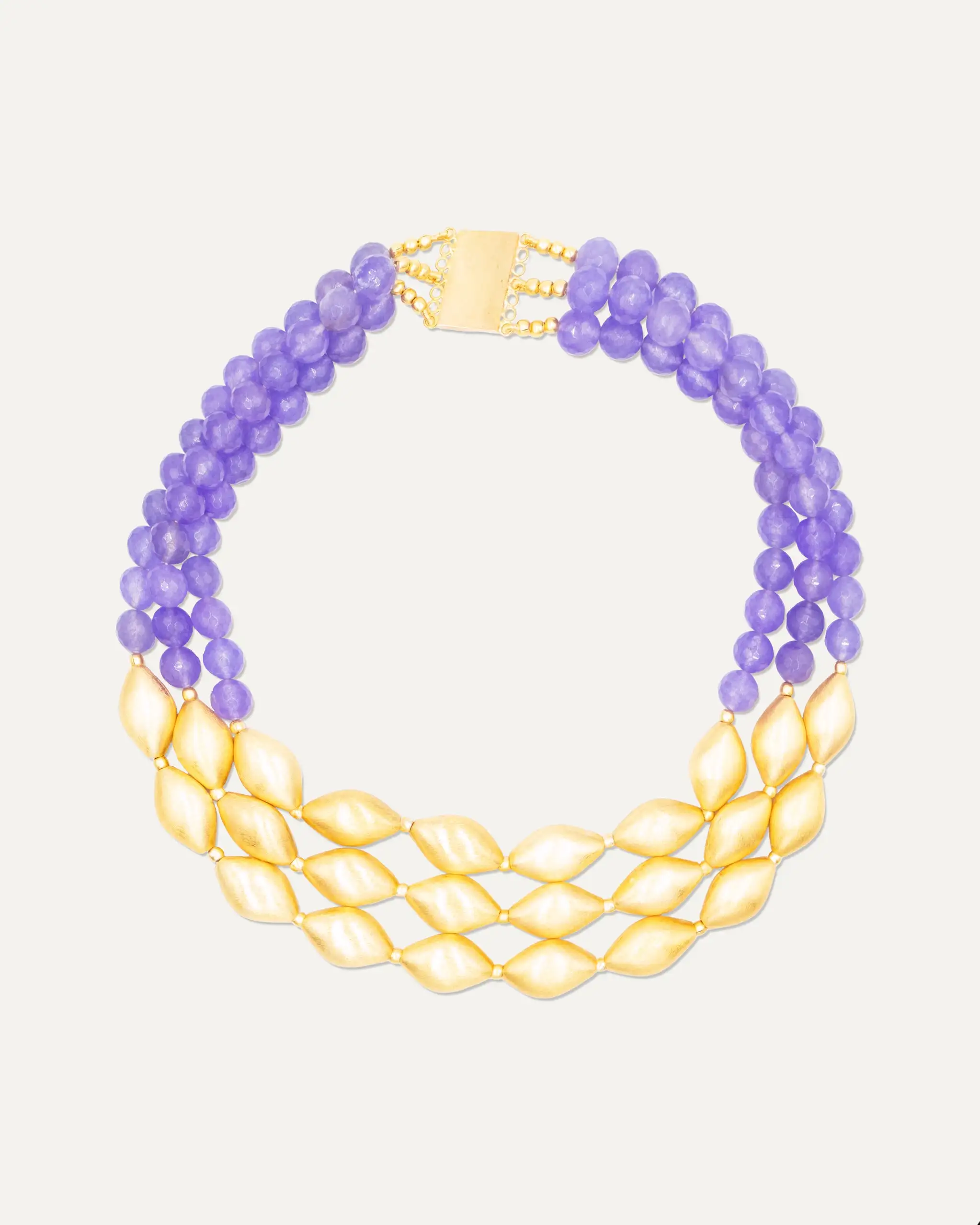 Colgante Dorado Trinity Amatista