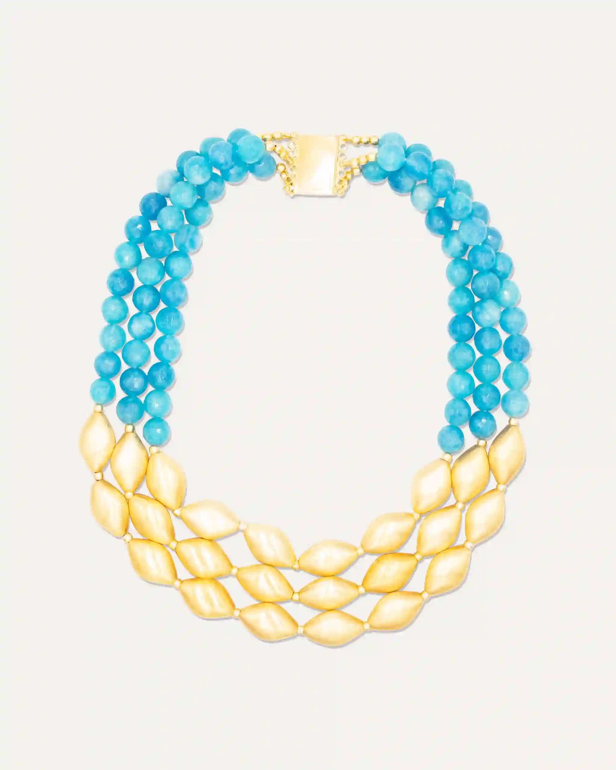 Colgante Dorado Trinity Aqua Calcedonia