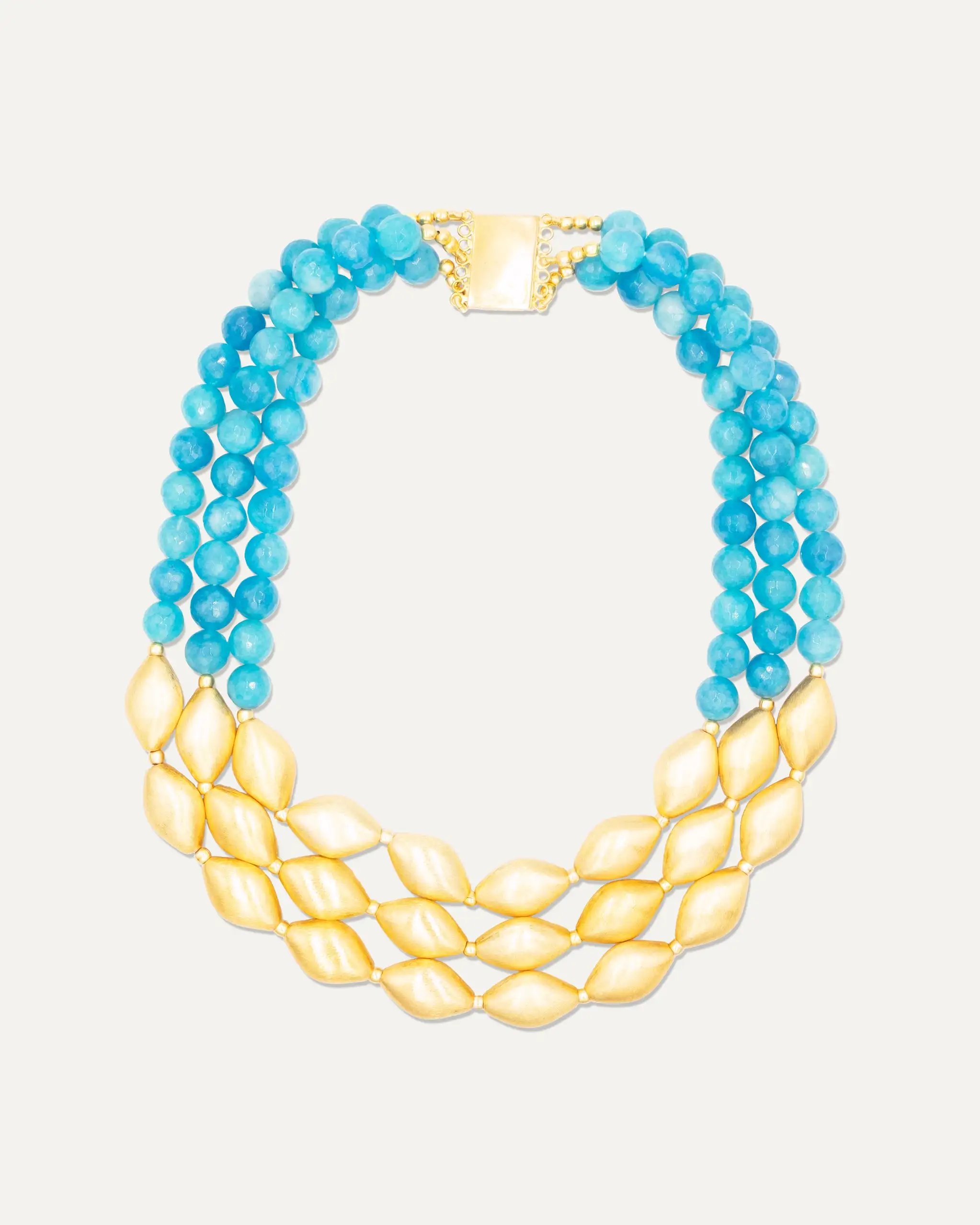 Colgante Dorado Trinity Aqua Calcedonia