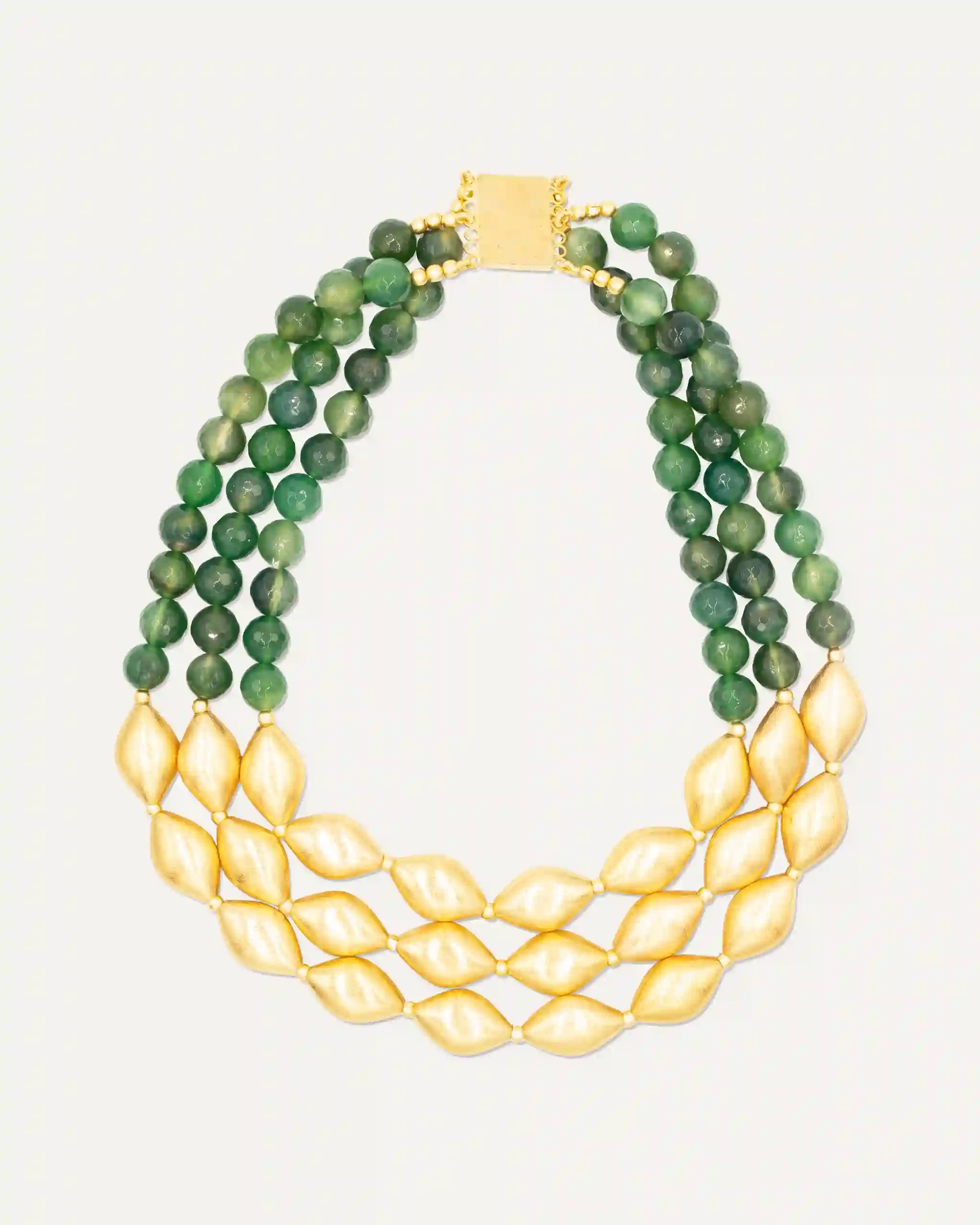 Colgante Dorado Trinity Onix Verde
