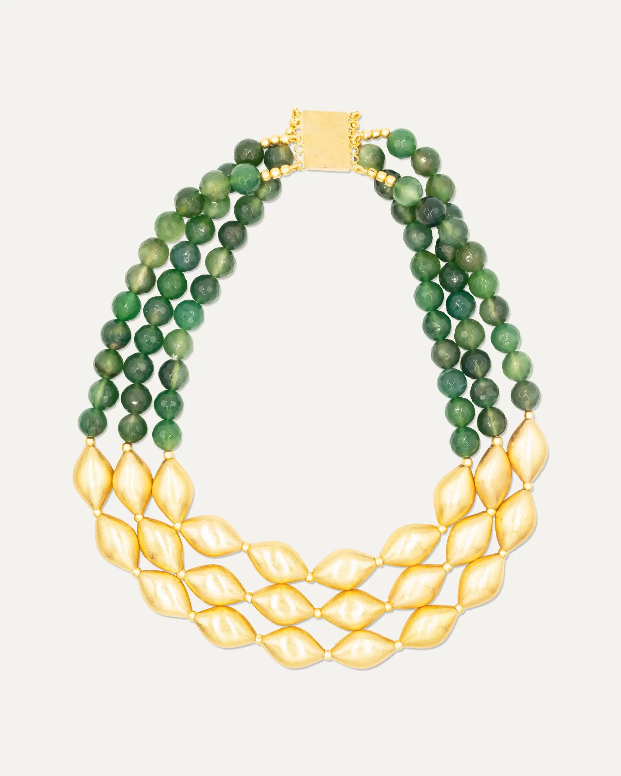 Colgante Dorado Trinity Onix Verde