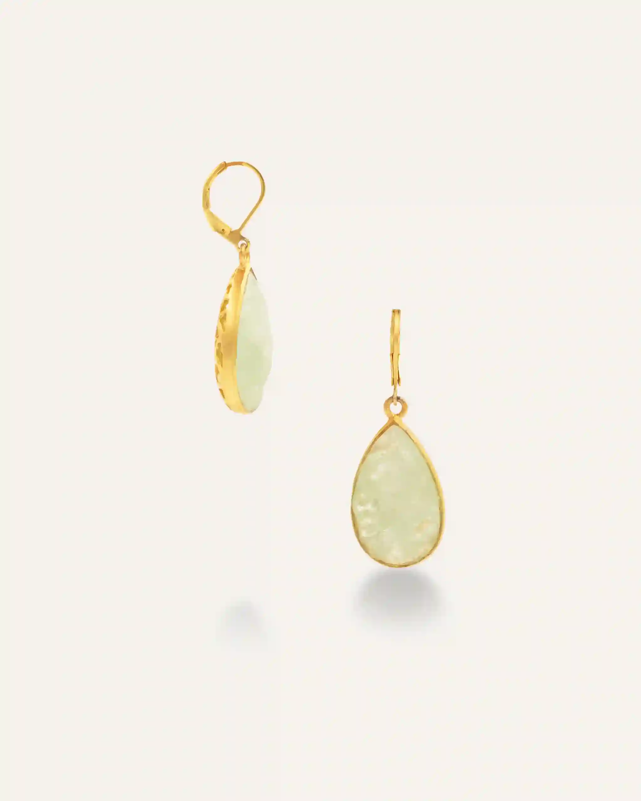 Golden Earrings Bhiaba Prehnita