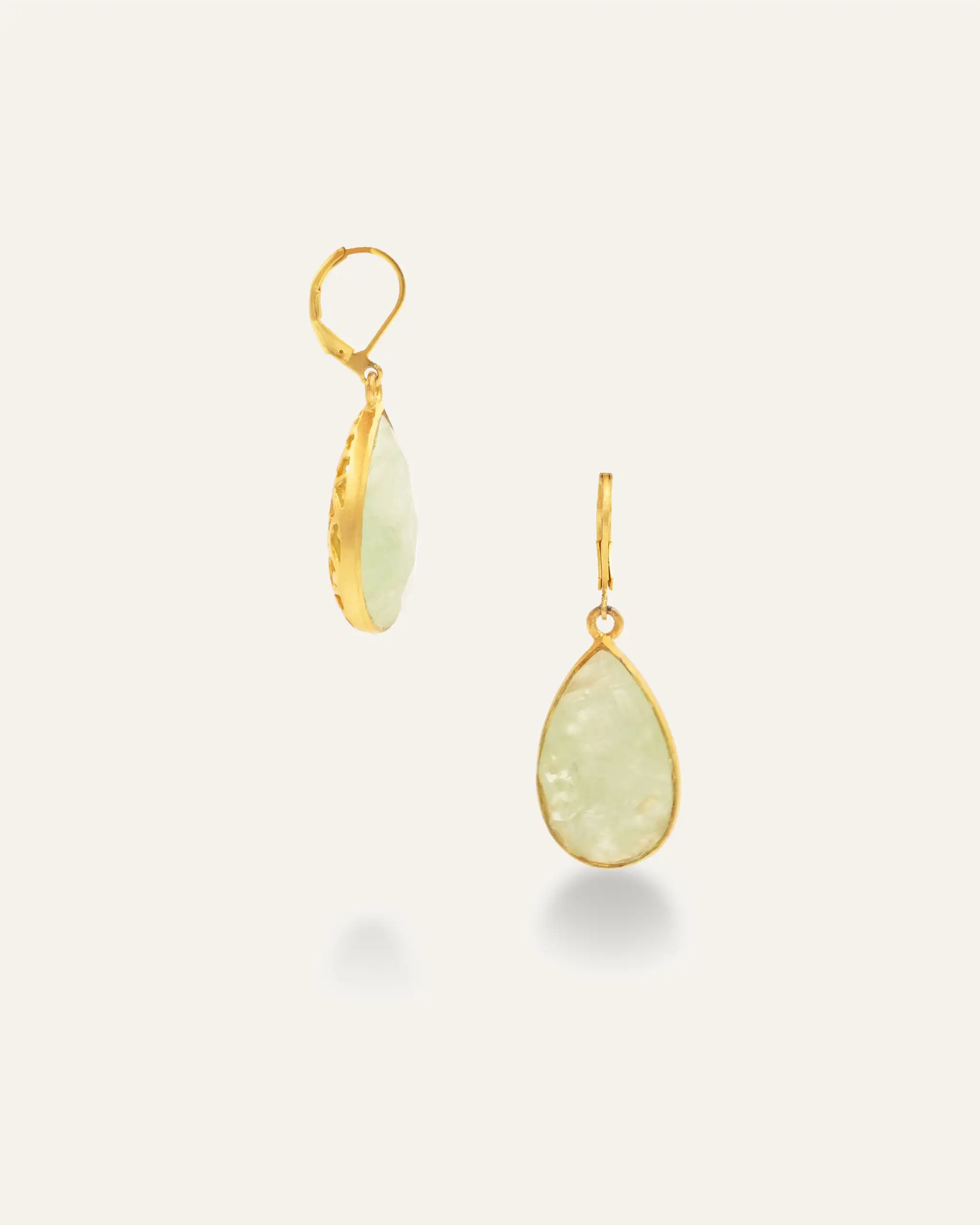 Golden Earrings Bhiaba Prehnita