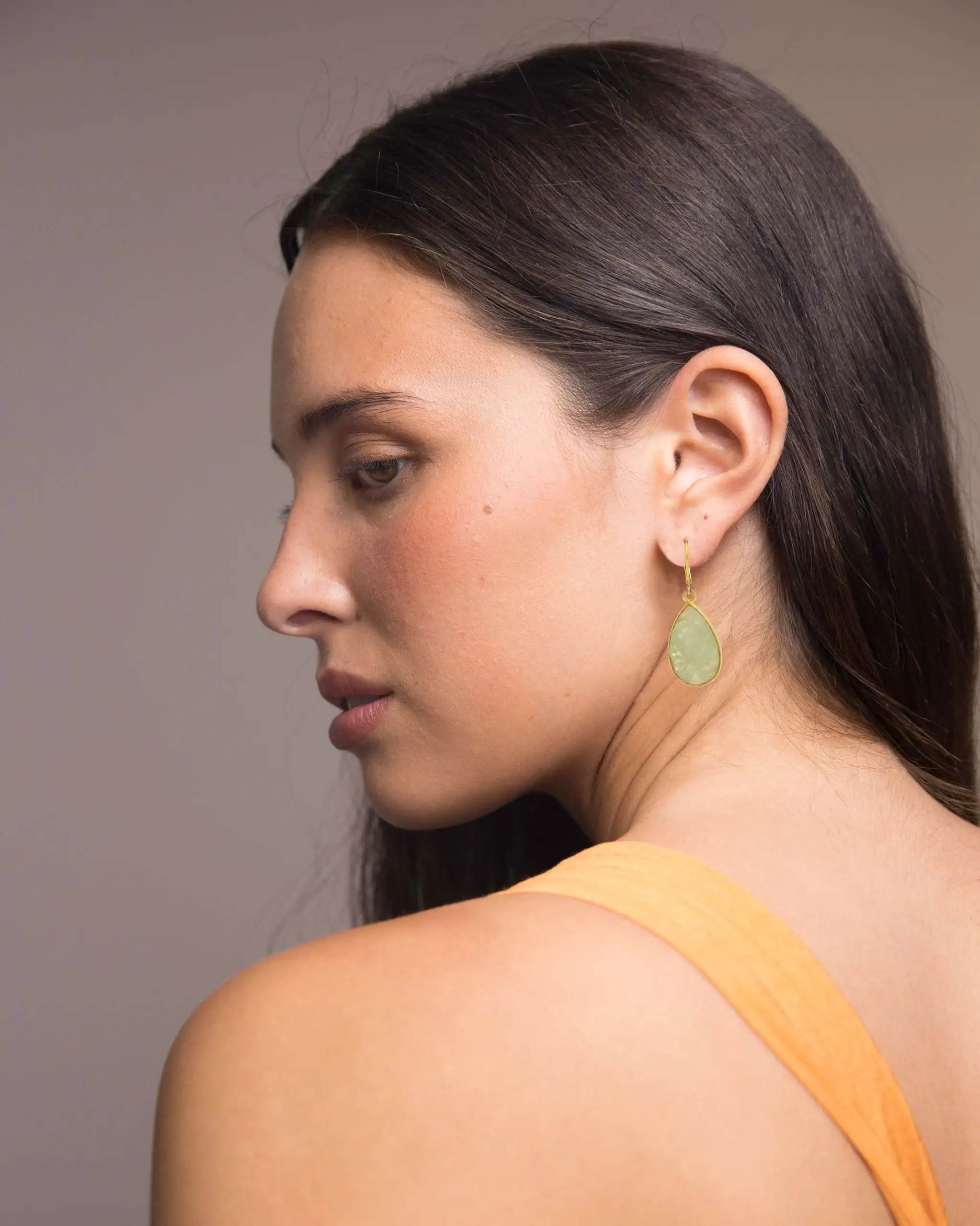 Golden Earrings Bhiaba Prehnita - Image 2