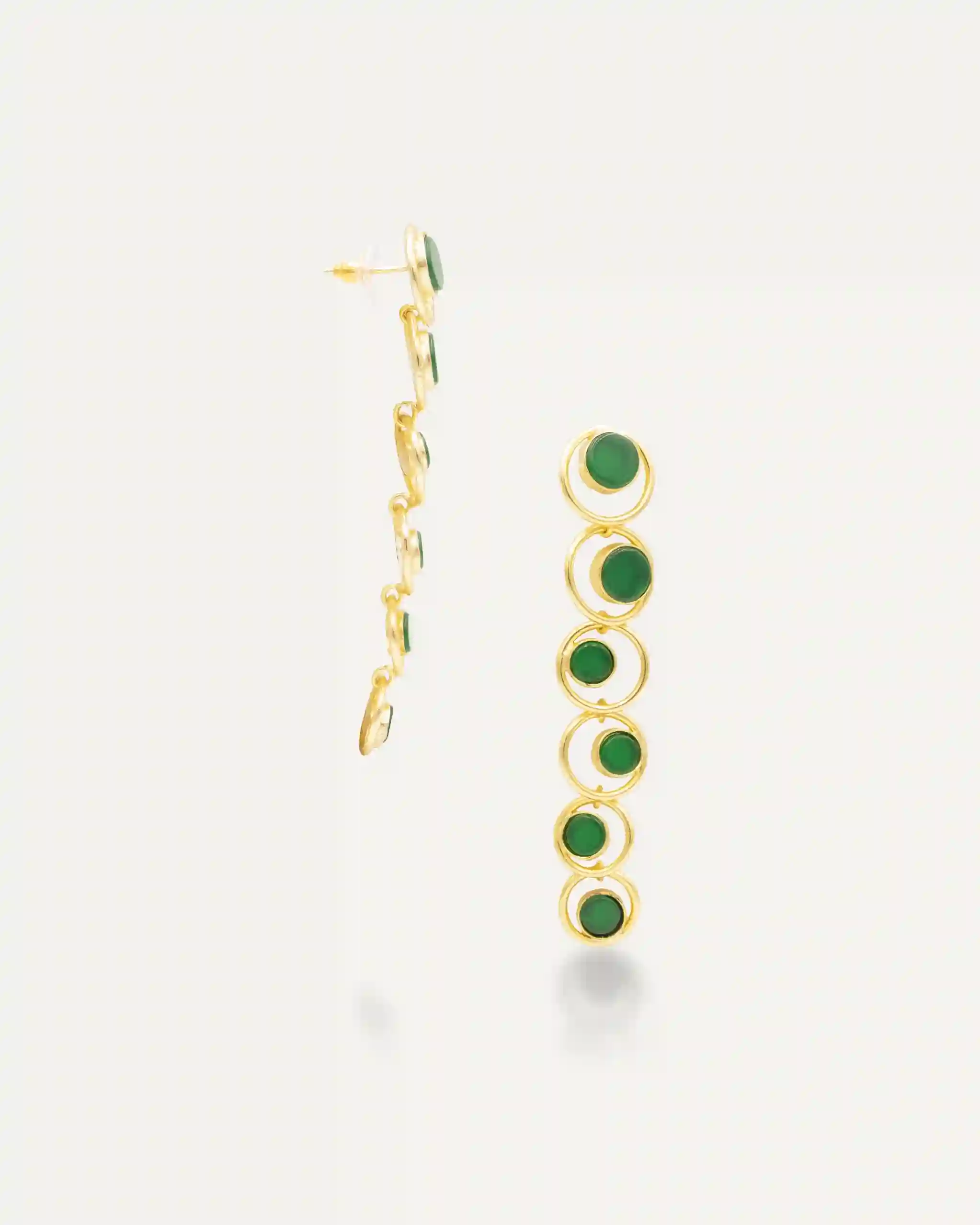 DIANESH ONIX Green Golden Earrings
