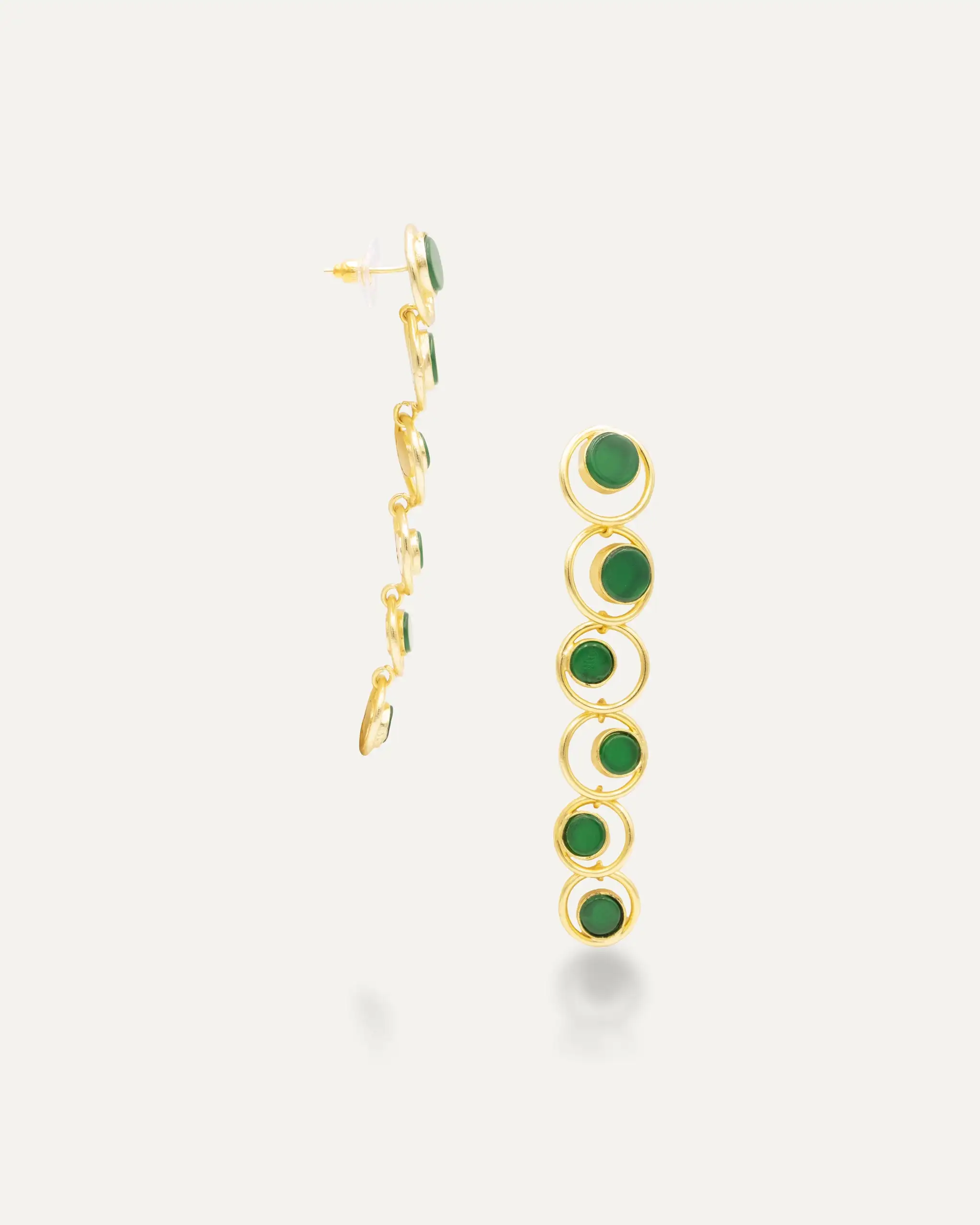 DIANESH ONIX Green Golden Earrings