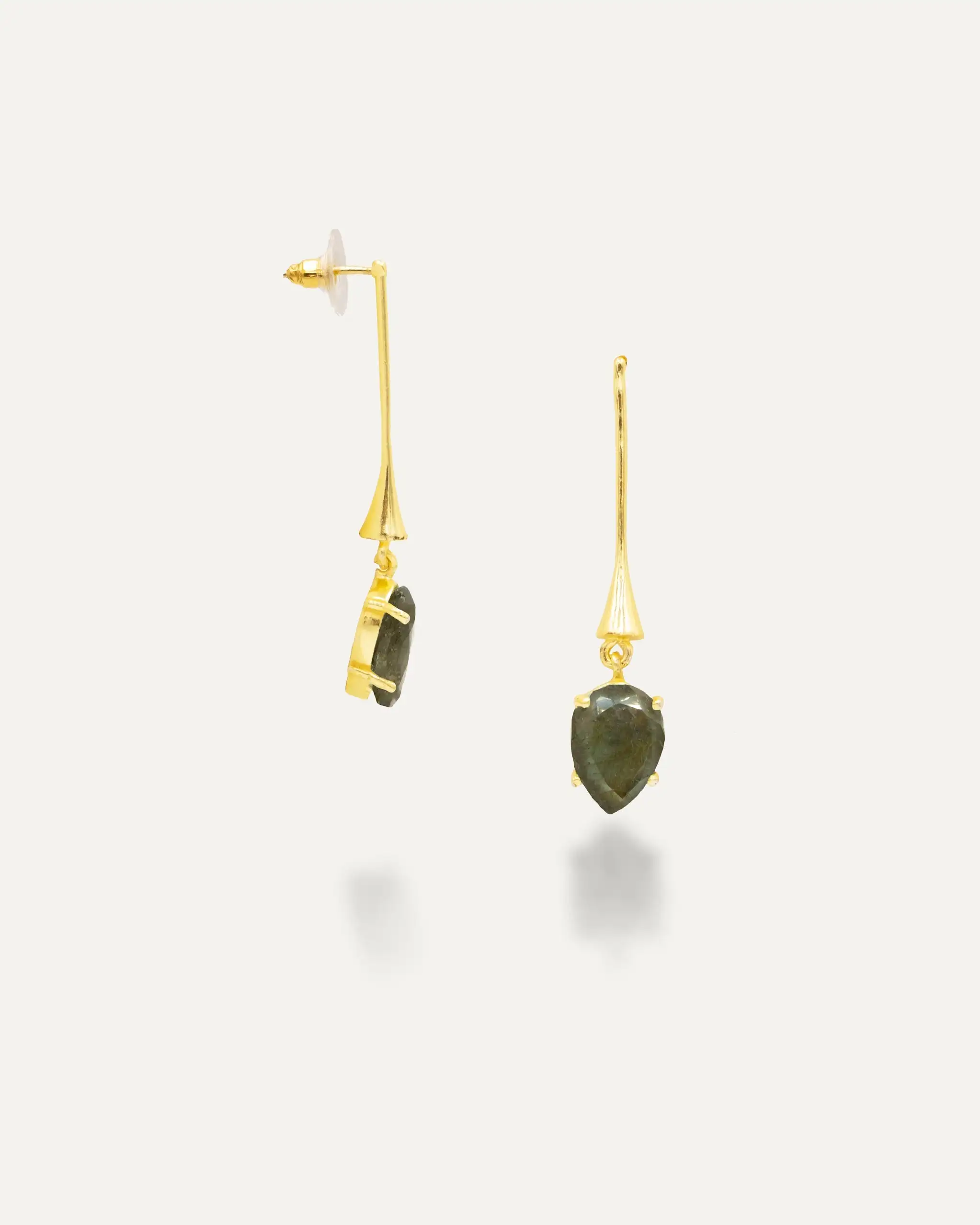 Pendientes Dorados Drop Labradorita