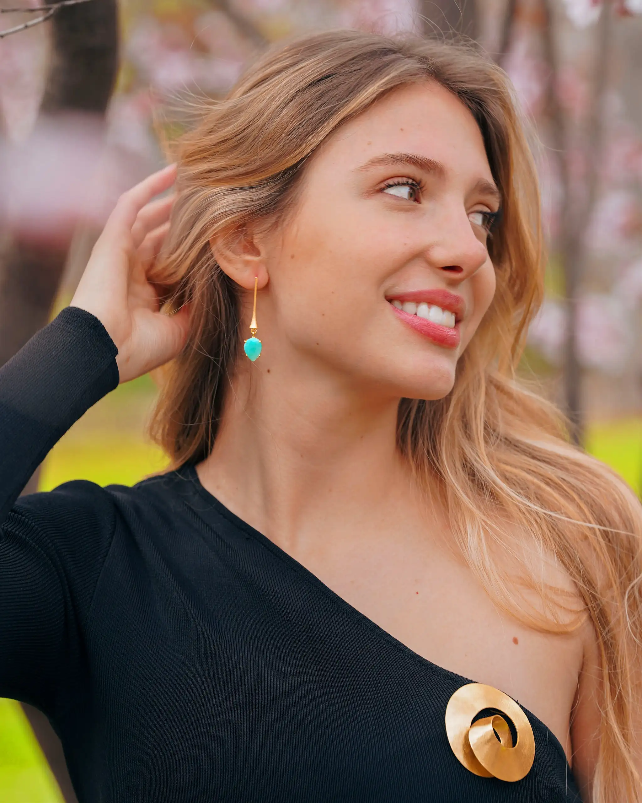 Pendientes Dorados Drop Labradorita - Imagen 2