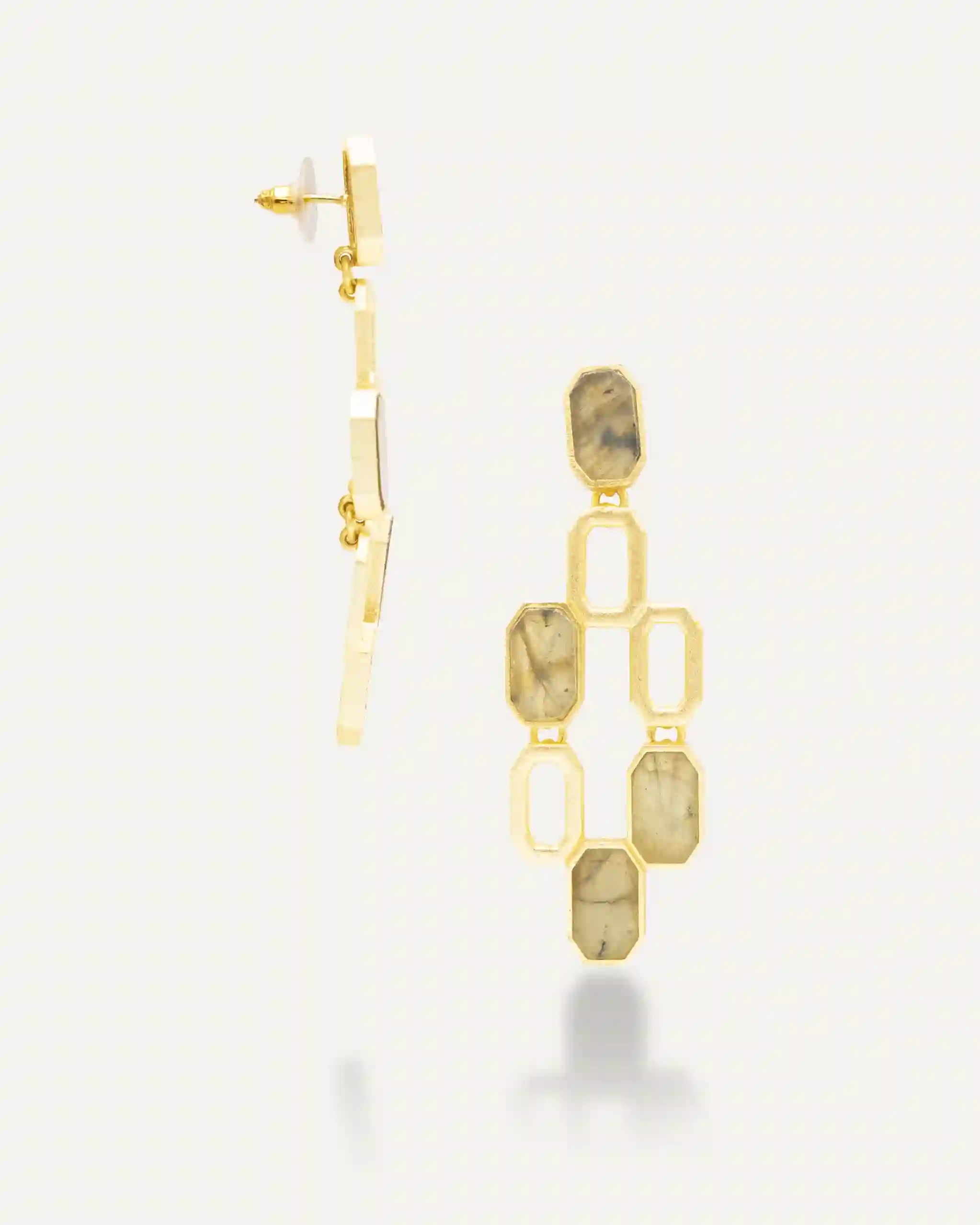 Golden earrings Honey Labradorita