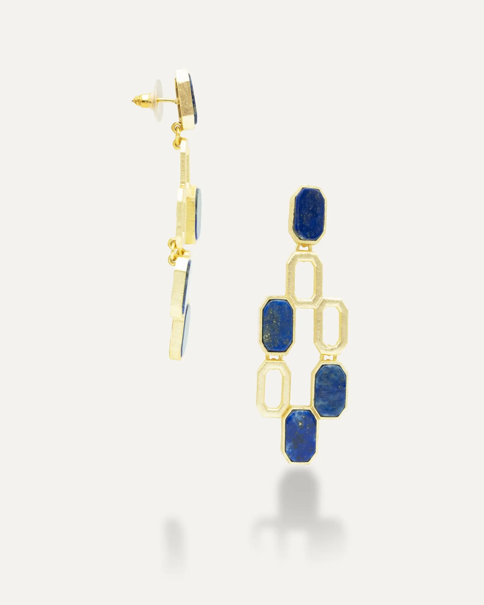 Golden earrings Honey lapislazuli