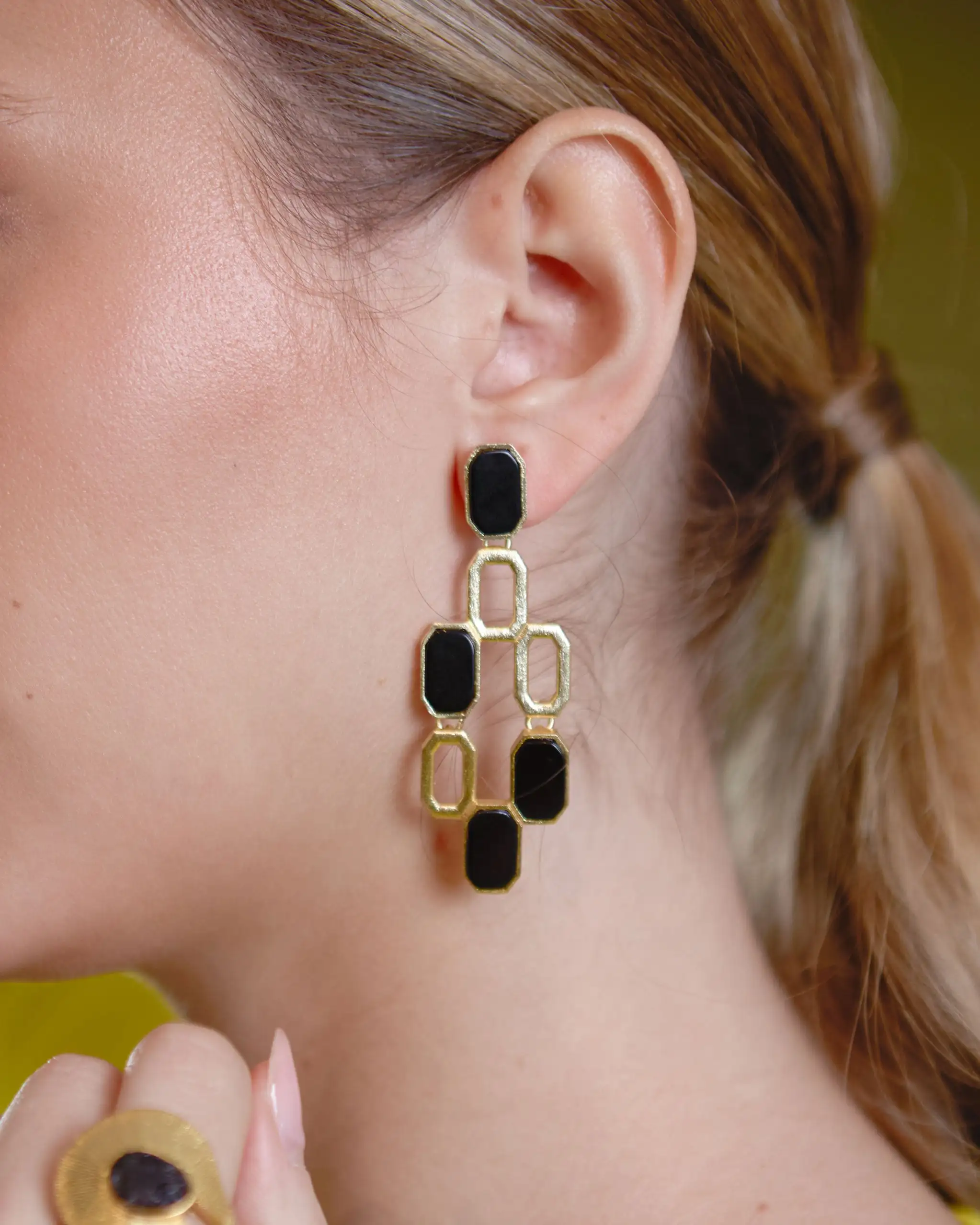 Golden earrings Honey lapislazuli - Image 2
