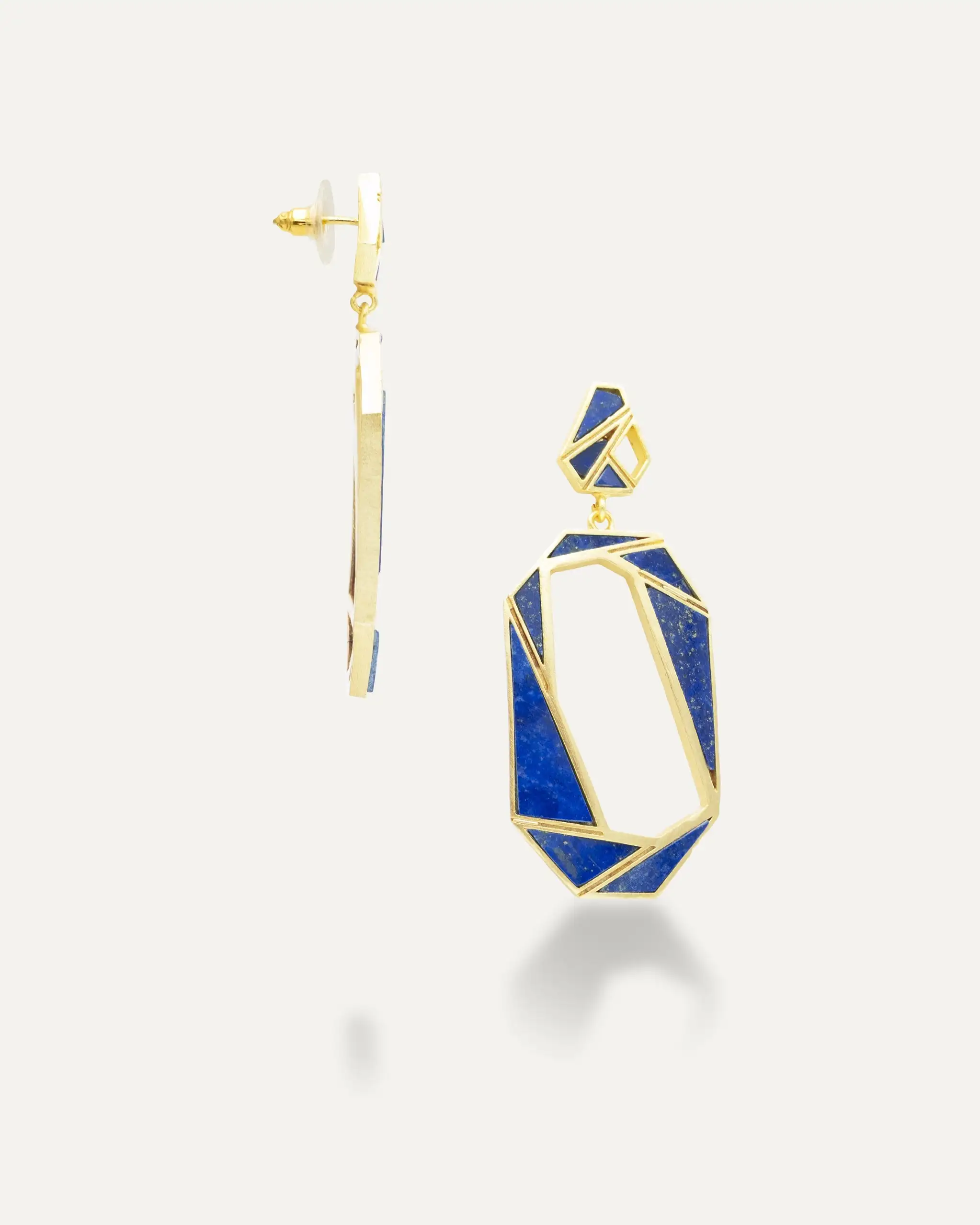 Golden earrings Neel lapislazuli